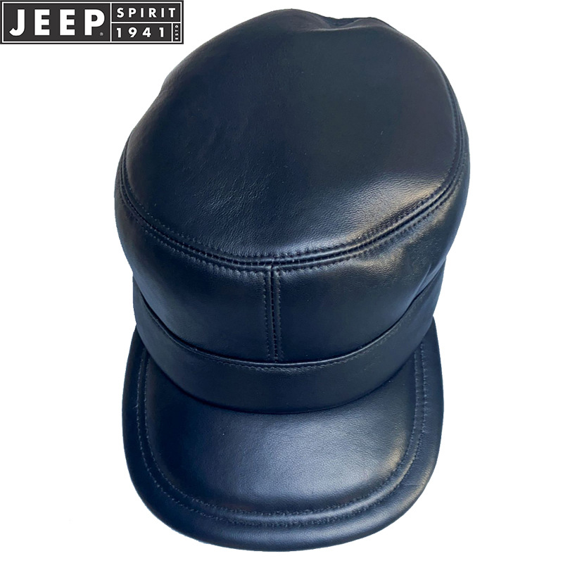 jp/吉普真皮帽子男士冬季骑行头层羊皮哈雷摩托车真皮帽子2201