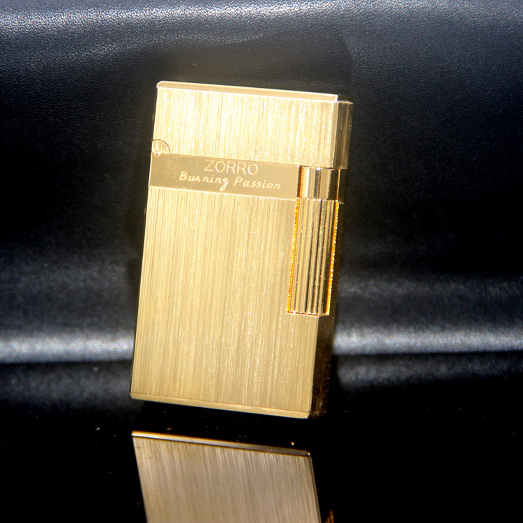 zorro佐罗黄铜钢音响声拉丝拨轮侧滑充气朗声打火机支持刻字送礼