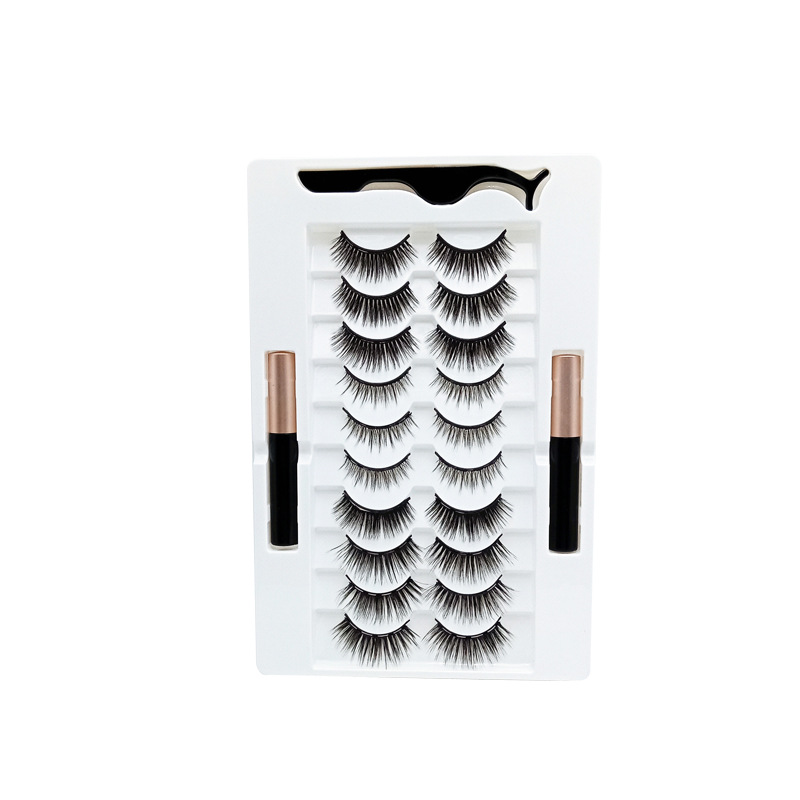 Ten Pairs of Five Magnetic Magnetic False Eyelashes Suit 2 Magnetic Liquid Eyeliner Three-Dimensional Multi-Level Eyelash Wholesale