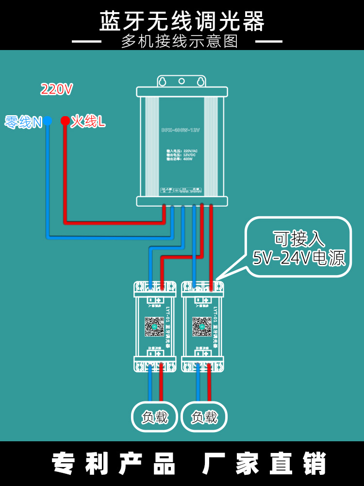 蓝牙led调光器5v 12v 24v招牌灯箱广告发光字灯光亮度调节控制器