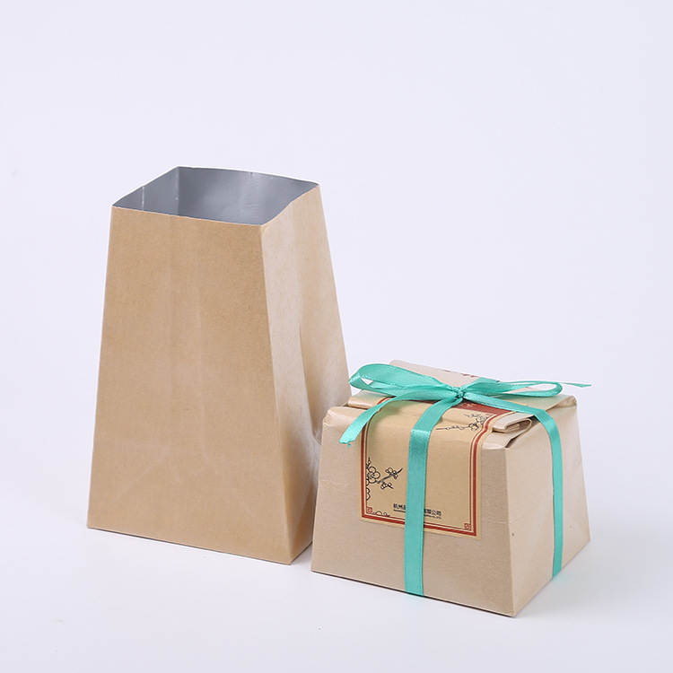 直供加厚牛皮纸包装袋铝箔袋复古纸包茶叶包装袋可印logo