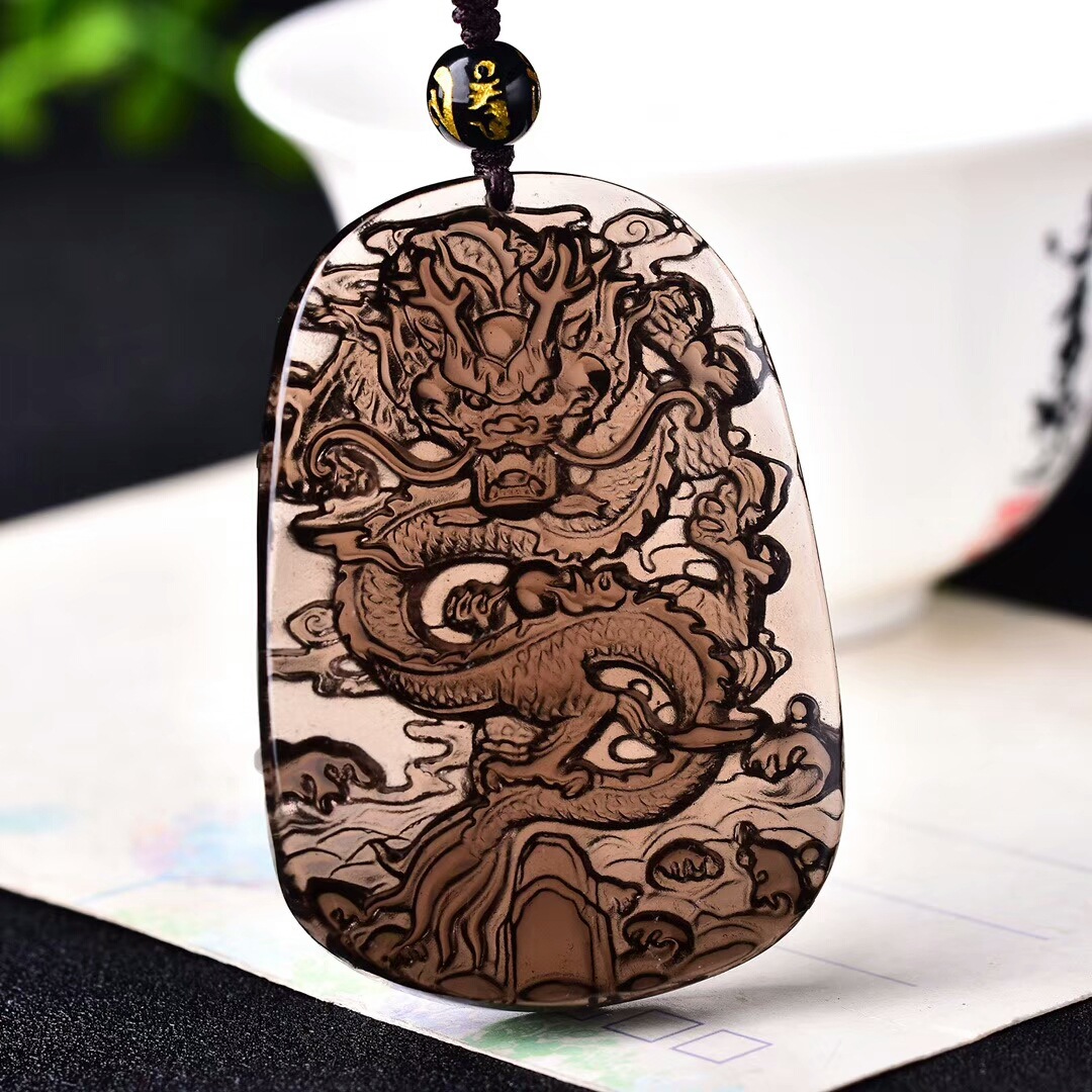 金色黑曜石龙牌属相吊坠男女款冰曜石s龙挂件十二生肖龙牌守护神