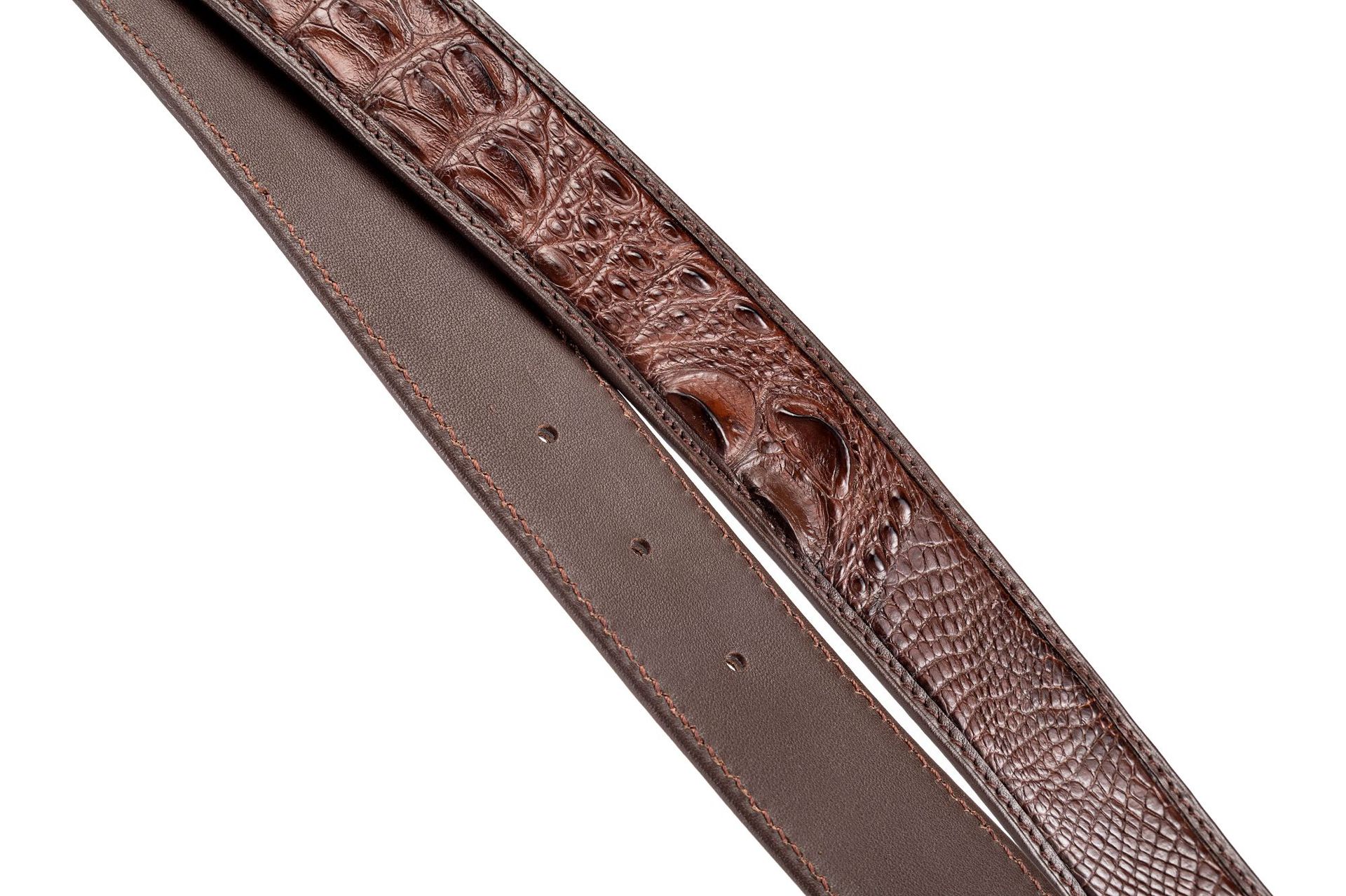 100%鳄鱼骨皮腰带 男士高端品质 原版进口鳄鱼骨皮无拼接圆孔皮带