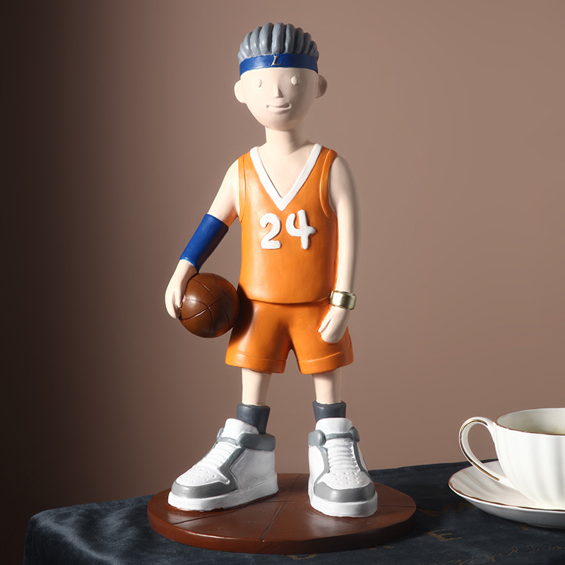 Creative Basketball Boy Figure Doll Decoration Resin Cartoon Doll Table Decoration Fun Birthday Gift