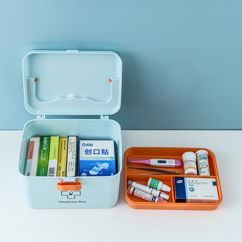 Household Medicine Box Pill Box Storage Family Pack Small Medicine Box Multi-Layer Portable Children First Aid Small Medicine Box Household Wholesale