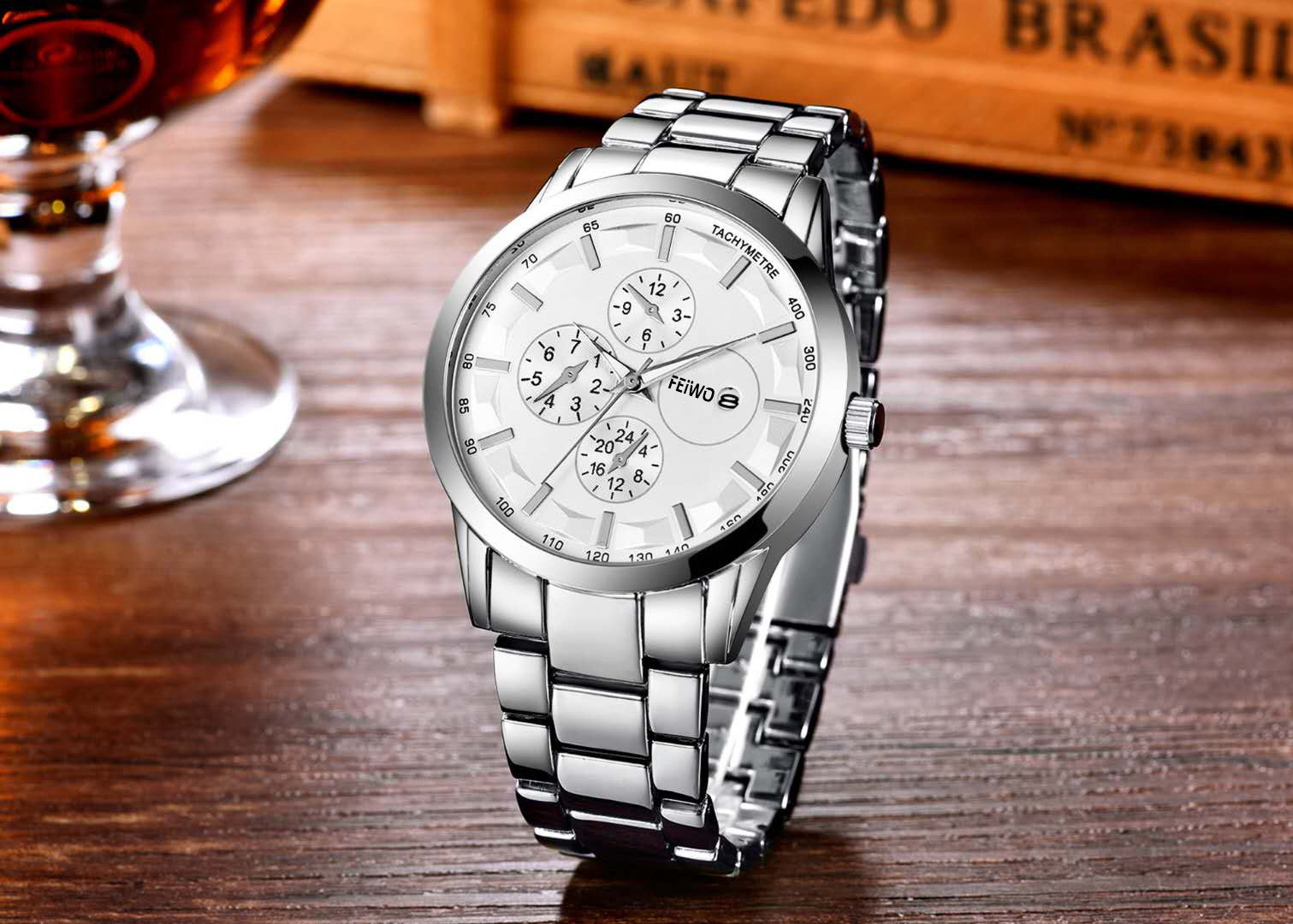 飞沃/feiwo手表 男士时尚商务运动 防水 日历 非机械 爆款 夜光表