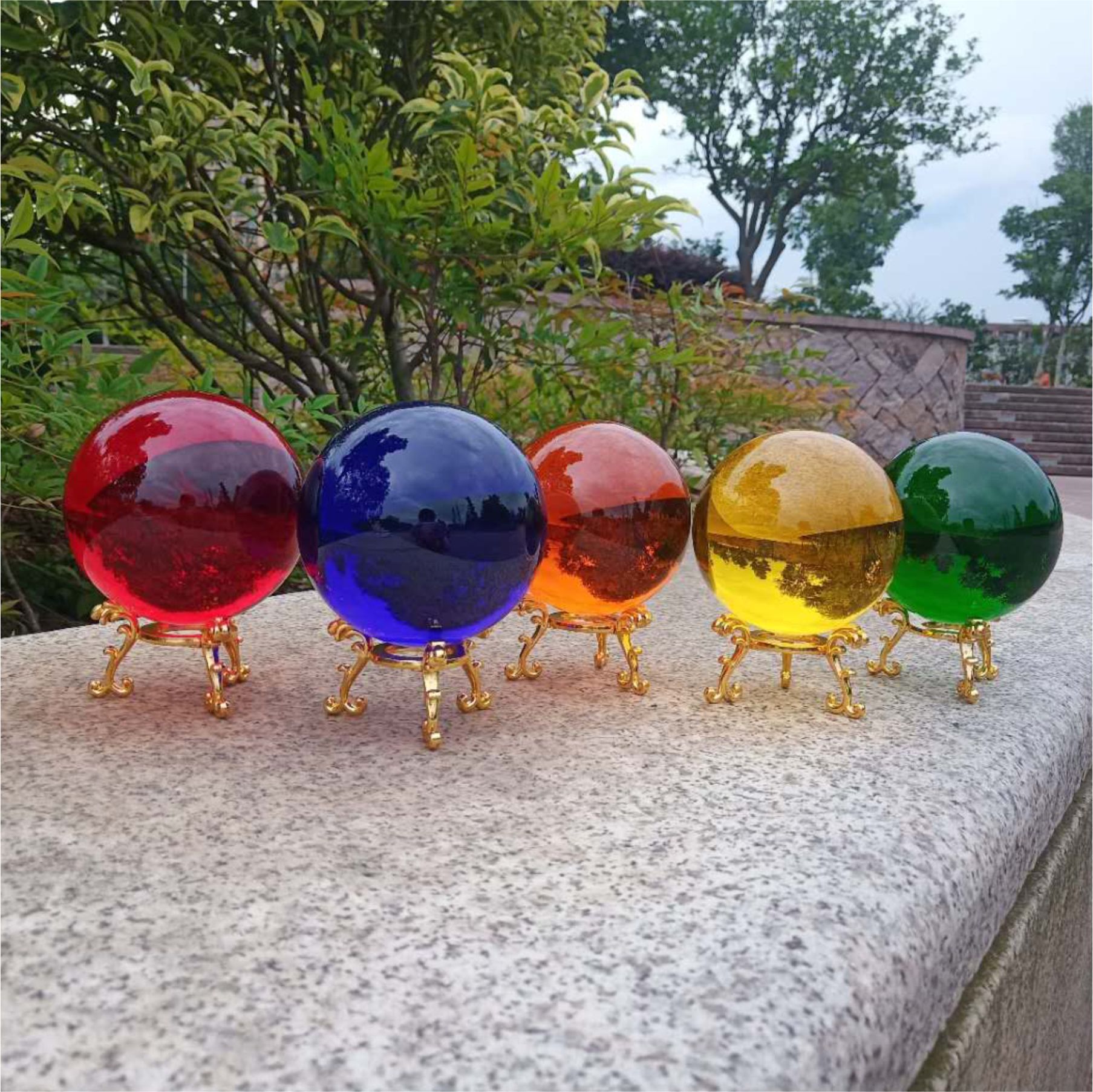 水晶球彩色紫色光球 水晶球转运流水摆件 客厅书房酒柜办公桌摆件