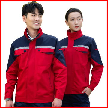 新款冬季工作服套装男焊工汽修工程服反光工装批发工衣长袖劳保服