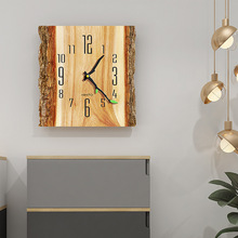 北欧创意树纹挂钟客厅简约现代静音石英钟木纹ins时钟