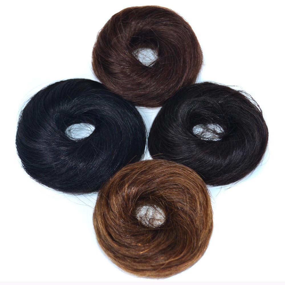 Real Hair Donut Bun Wig Hair Bag Artificial Hair Bun Real Hair Band Hair Fluffy Curl Women Bun Hair Band