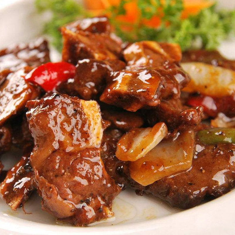 黑椒牛仔骨广东早茶点心港式酒楼早餐宵夜冷冻半成品菜料理包食品