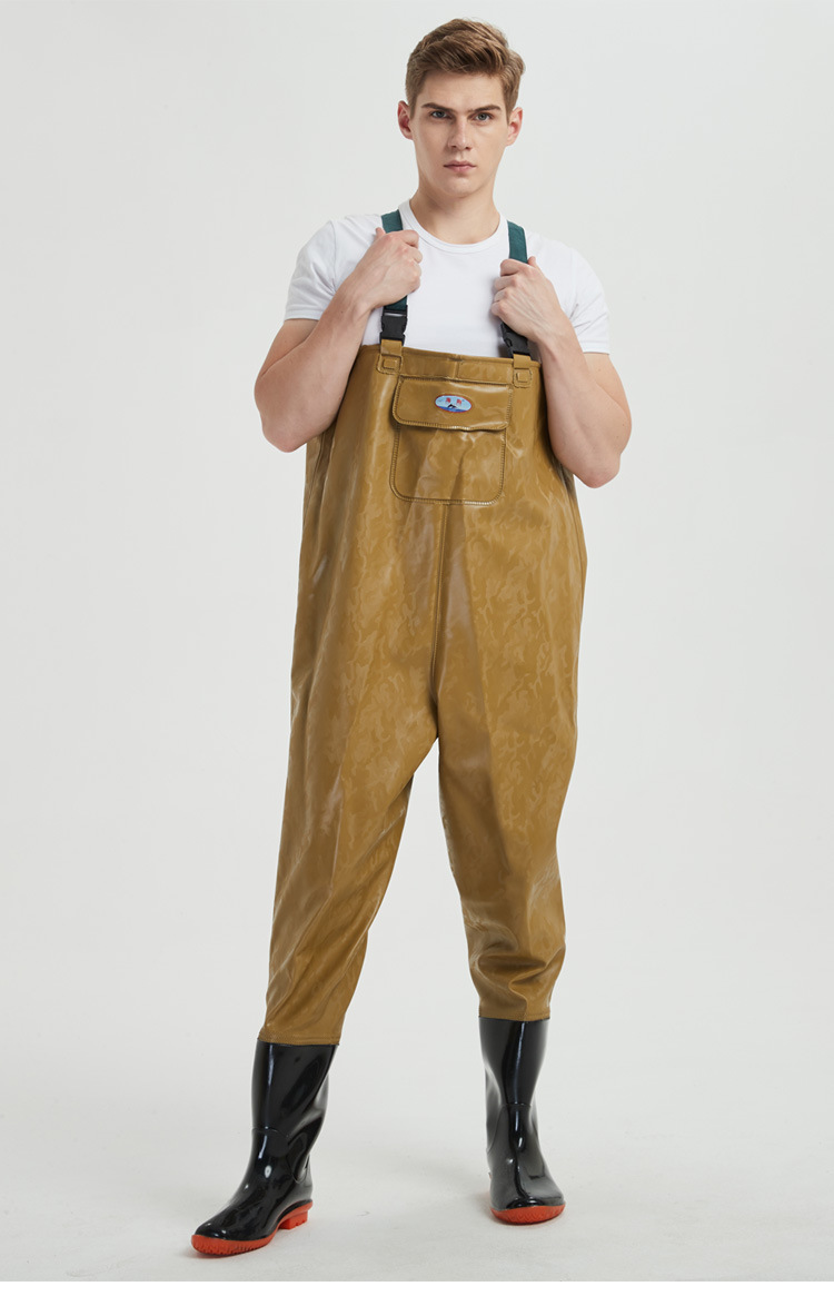 下水裤水库雨裤带雨鞋防水半身加厚连体裤男叉抓鱼钓鱼挖藕下水裤