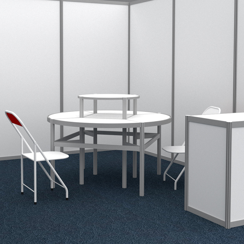 展会圆形八棱柱桌子定制会展中心标摊展位铝合金便携可拆卸式桌子