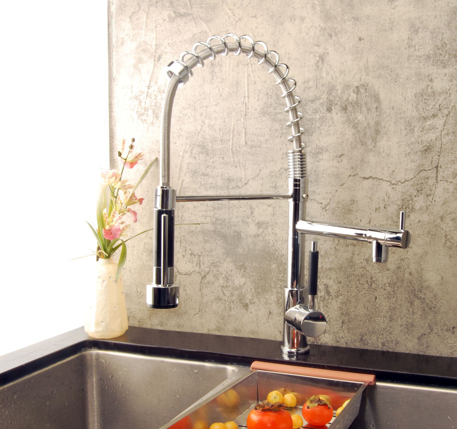 Retractable Stainless Steel 7.2 Million-Way Kitchen Basin Faucet Pull-out Spring Kitchen Faucet JA-1001 Water Tap