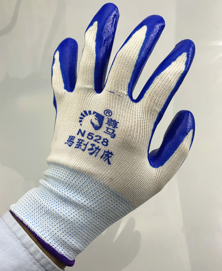 丁晴蓝色涂胶手套 耐磨王劳保手套 丁腈手套防滑防护手套