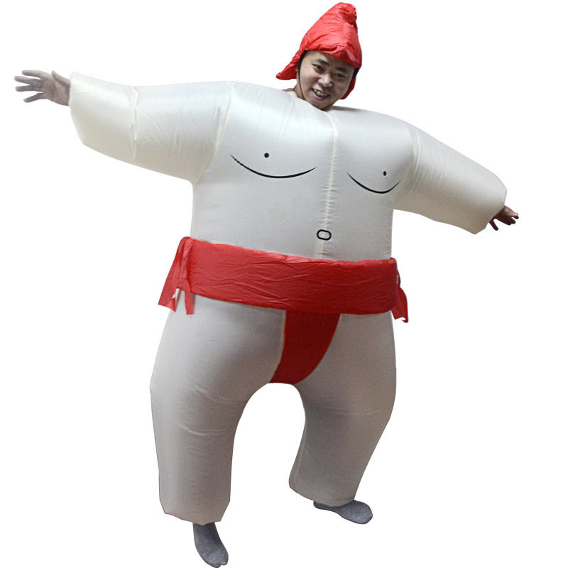 搞笑日本相扑充气服舞台表演卡通人偶充气服装相扑服红色黄色蓝色-阿