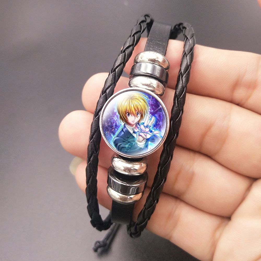 全职猎人 酷拉皮卡 雷欧力 时光宝石牛皮手链 diy编织可调节手绳