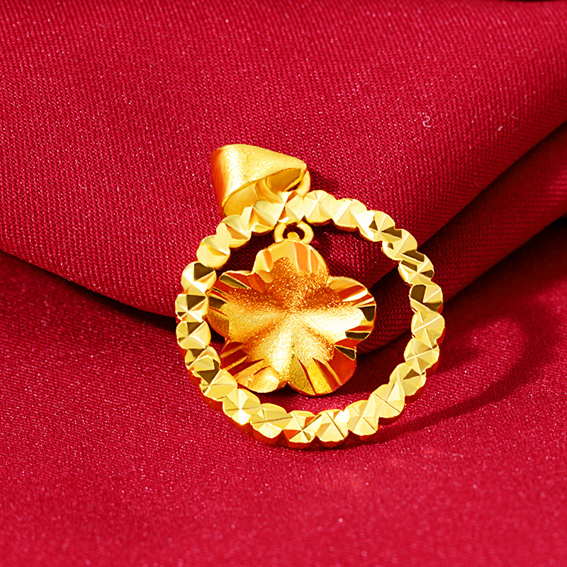 铜镀真空首饰 钛金镂空车花项链坠 仿金饰品直播 越南沙金吊坠女