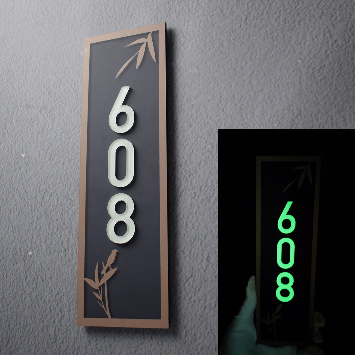 定制门牌号创意亚克力轻奢中汉式高档酒店宾馆客房标识牌夜光荧光