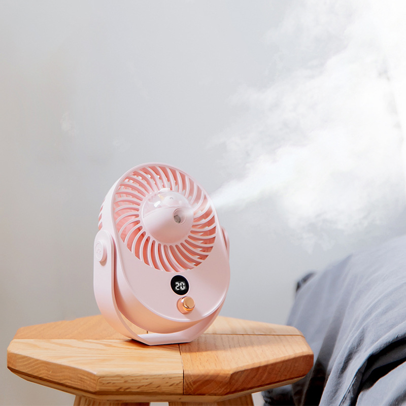 新款萌宠桌面喷雾风扇迷你卡通usb风扇便携静音加湿办公室小风扇