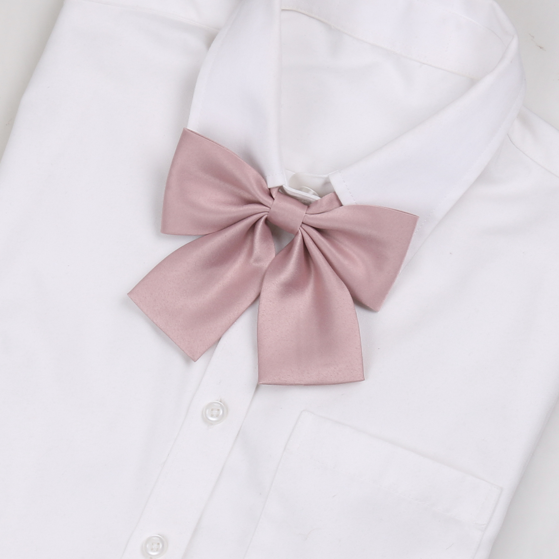 jk纯色仿真丝平角领结女藕粉酒红衬衫日系学院搭配学生领花