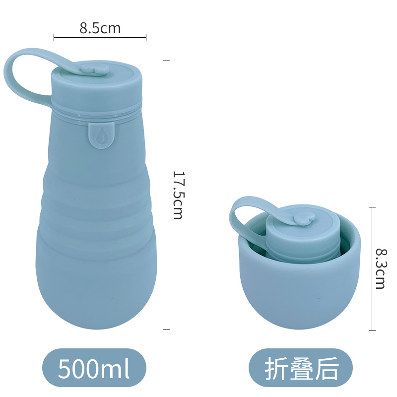 Products in Stock New Creative Silicone Folding Cup 500ml Outdoor Travel Exercise Kettle Cross-Border Logo Thermal Mug