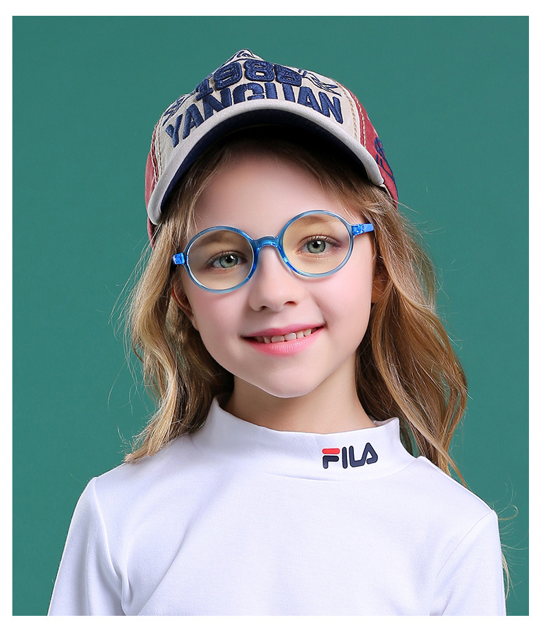 时尚新款儿童防蓝光眼镜圆框小孩手机tr90护目镜宝宝抗蓝光yk8146