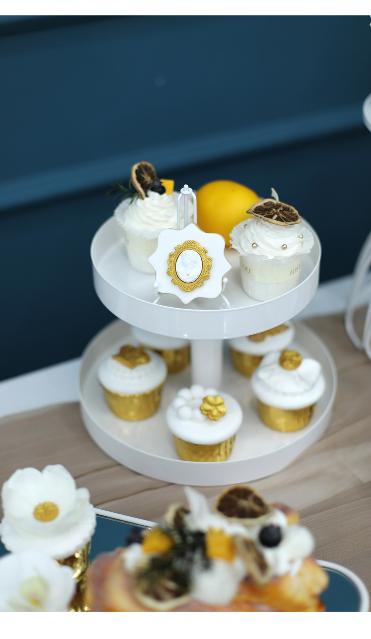 甜蜜蜜欧式婚礼甜品台摆件 白色铁艺蛋糕架 儿童生日百天蛋糕盘