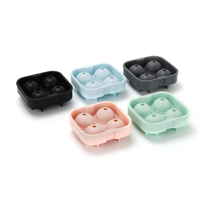 Direct Supply Silicone 4 Ball Ice Tray Creative Multi-Style Ice Tray round Ice Hockey Mould Household Ice Maker Custom Wholesale