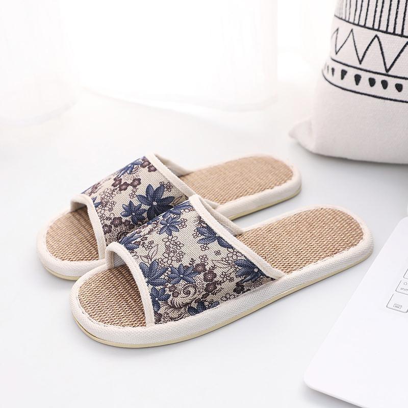 Linen-like Slippers Women's Summer Home Slippers Indoor Couple Breathable Platform Men's Slippers Summer Night Market Hot Sale