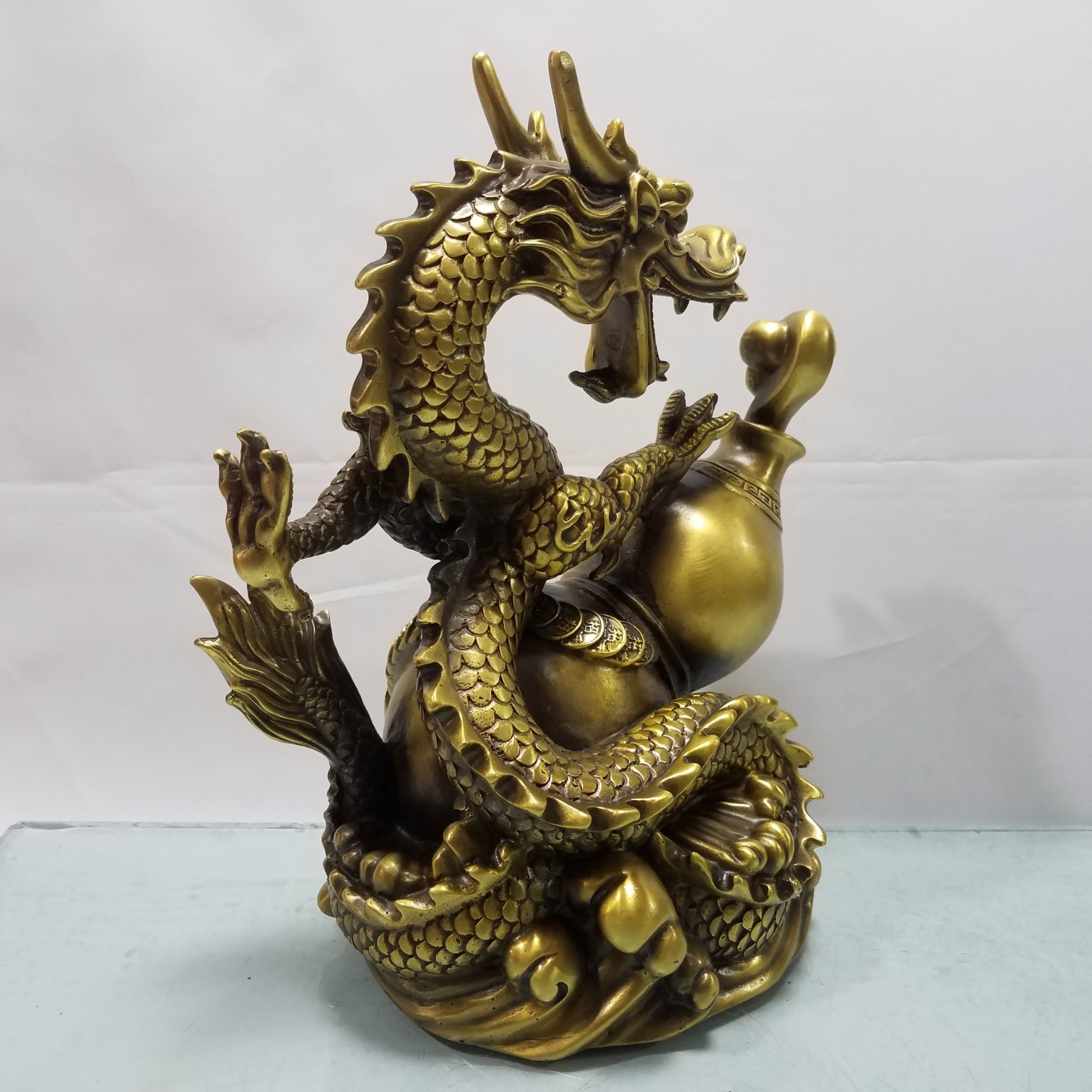 黄铜龙黄铜龙摆件 黄铜青龙仿古做旧办公室摆件礼品