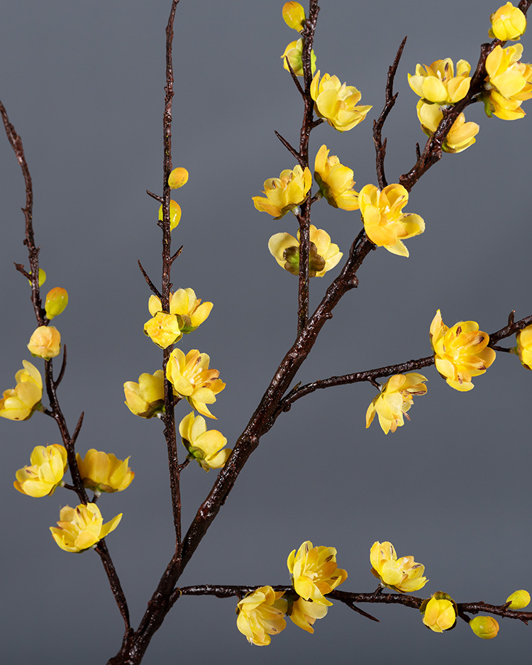 中式禅意腊梅干枝装饰仿真梅花枝会所家居摆放桃花假花直播道具