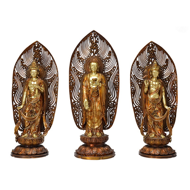 唐密阿弥陀三尊 弥勒佛摆件工艺品 家居饰品铜工艺品佛像摆件供应