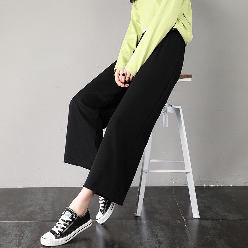 女春夏八分裤冰麻裤子阔腿裤女宽松休闲直筒女裤小个子冰丝运动裤