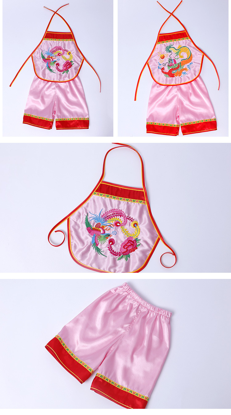 宝宝红肚兜刺绣婴儿肚兜满月百天周岁抓周唐装双胞胎肚兜