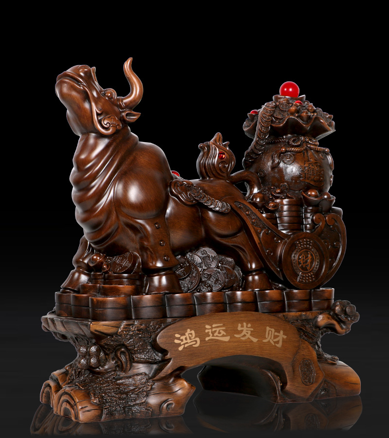 生肖牛年摆件招财牛鸿运发财雅信树脂工艺品批发风水开业乔迁礼品