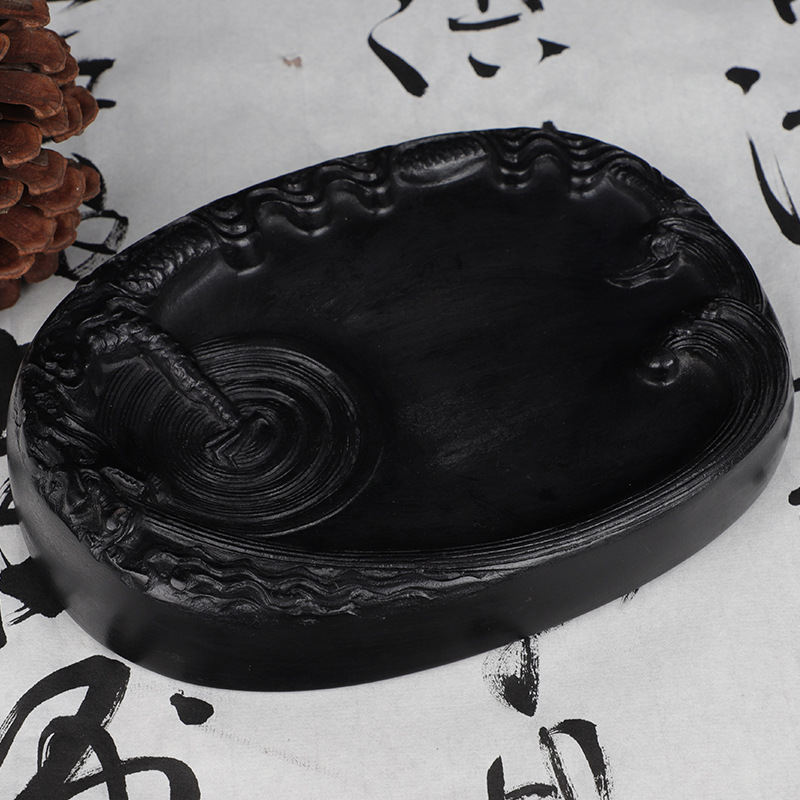 飞龙在天澄泥砚书法学生砚台初学者精品砚毛笔墨汁研磨送墨条包邮