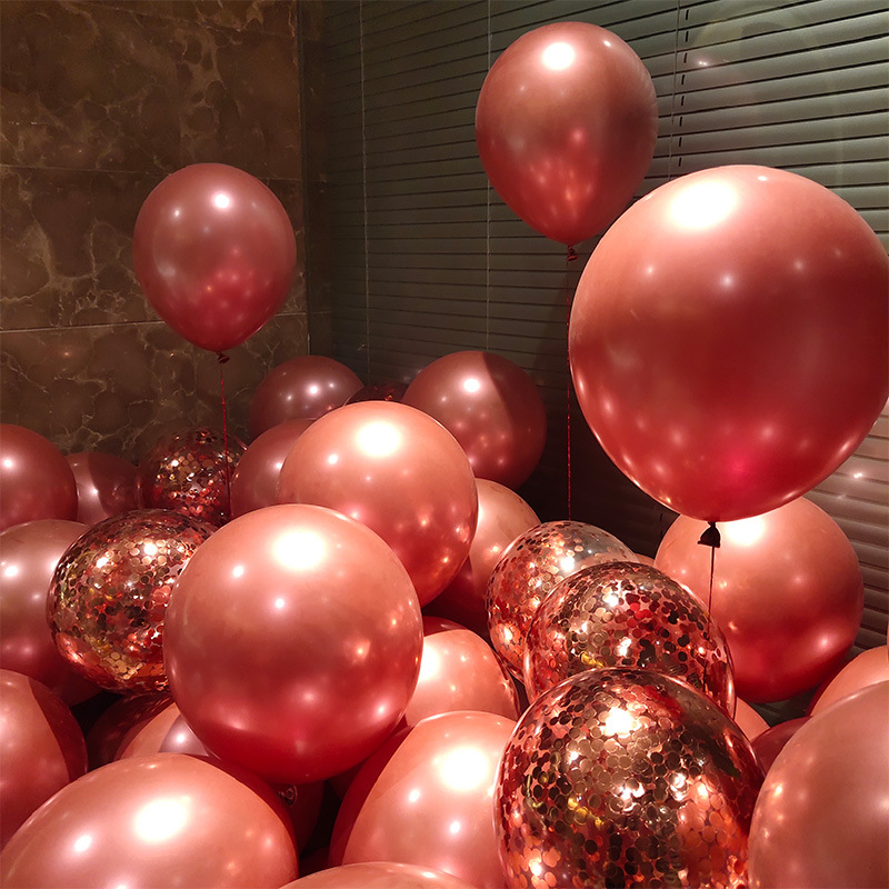 网红生日派对氦气球装饰场景结婚房布置金属银色空飘加厚防 汽球