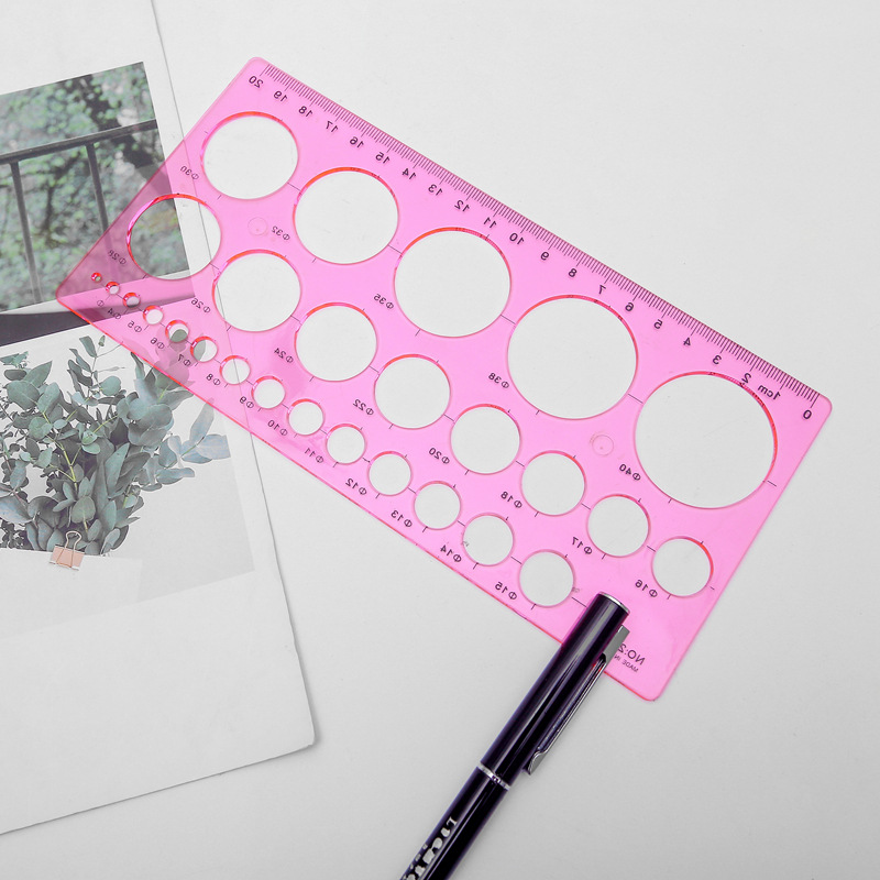 大号画圆模板尺子学生绘图设计文具圆形塑料尺子多规格全圆模板