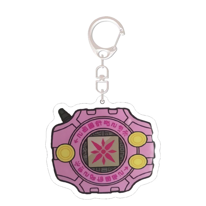 数码宝贝神圣计划动漫周边爱心勋章进化徽章亚克力钥匙扣玩具挂件