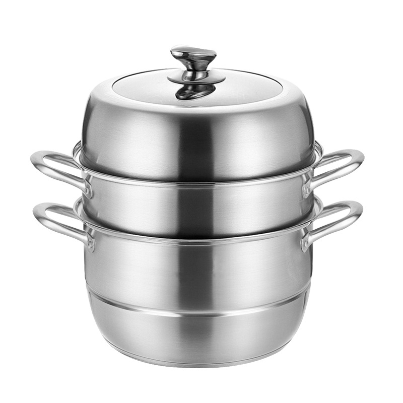 304 Steamer Food Grade Wholesale Multi-Layer Double-Layer Large Capacity Pot for Steaming Fish Household Thickened Three-Layer Stainless Steel Steamer