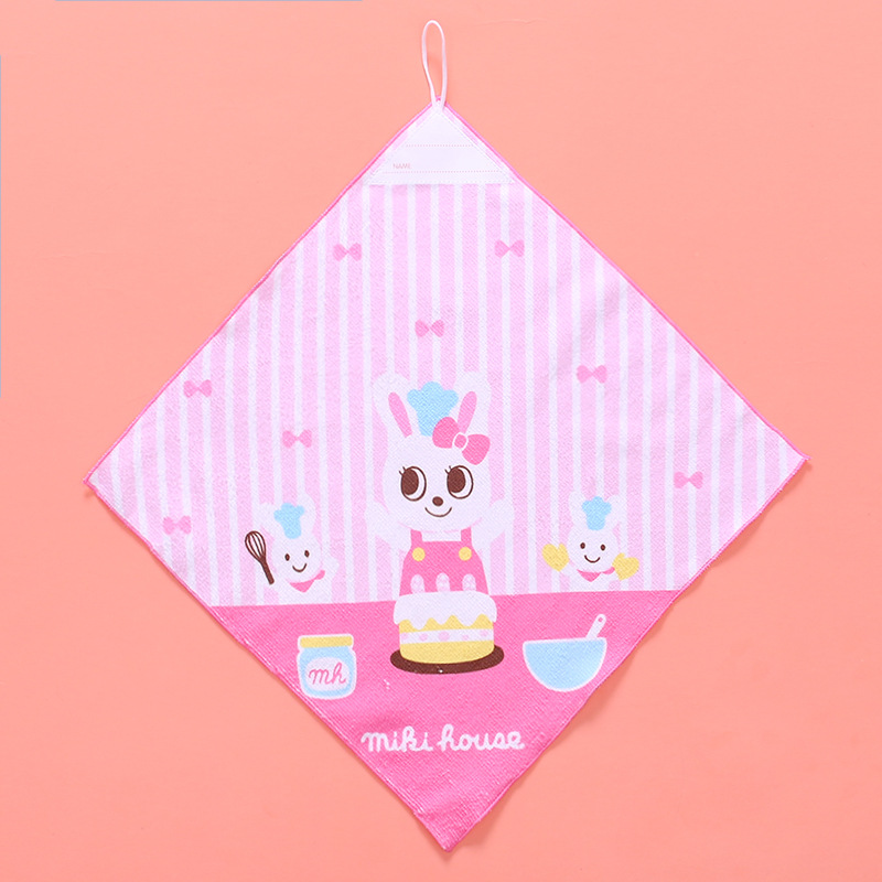 miki多用小方巾卡通汽车小兔小熊印花儿童口水巾宝宝手帕一件代发