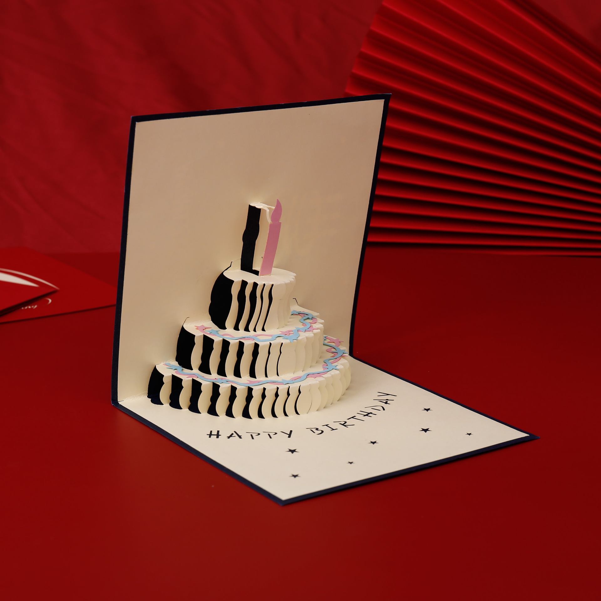 韩国创意纯手工diy镂空镭射纸雕3d立体贺卡彩色蛋糕生日贺卡订制