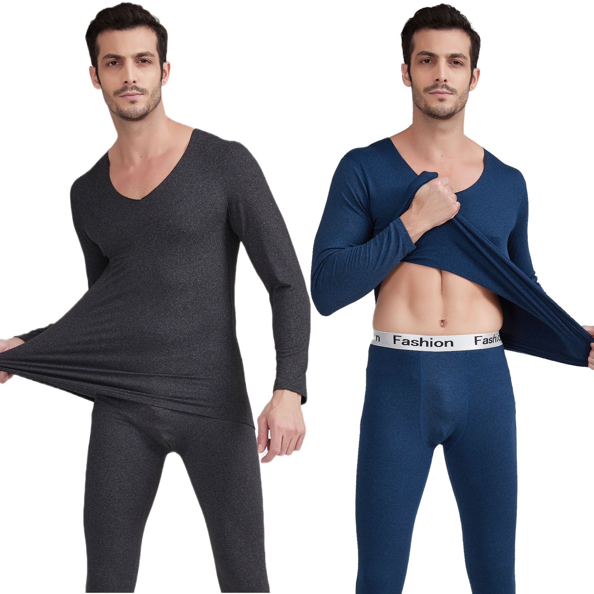 Foreign Trade Men's Thermal Underwear Seamless Men's Thickened Fleece-Lined Underwear Unlined Top Winter Cold-Resistant Bottoming Autumn Clothes