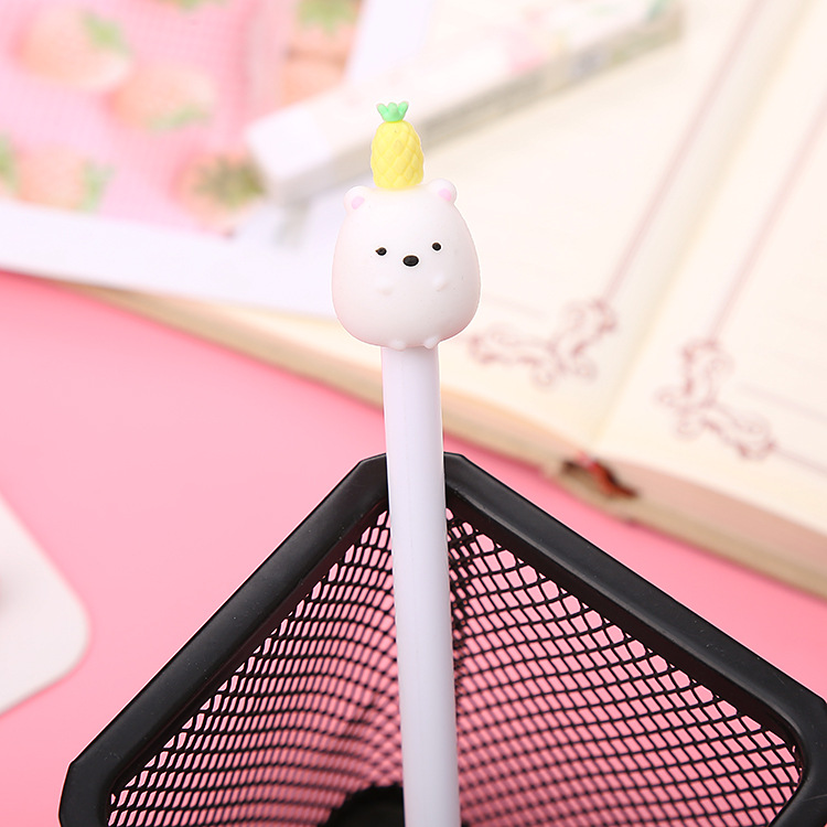 Cartoon Animal Fruit Gel Pen Creative Student Exam Ball Pen Cute Office Stationery Signature Pen Factory Wholesale