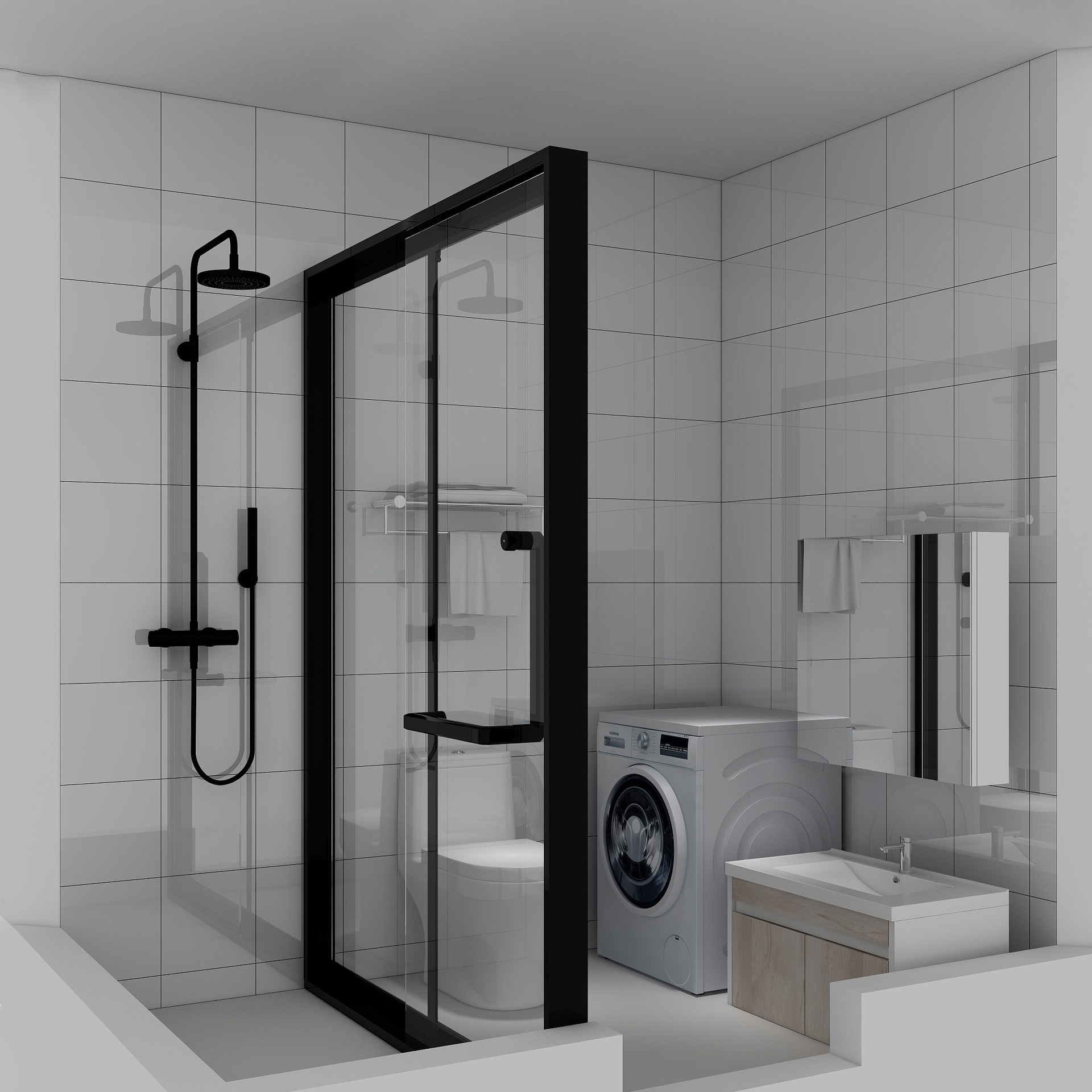 整体卫生间干湿分离淋浴一体式移动洗手间家用洗澡房玻璃浴室防水