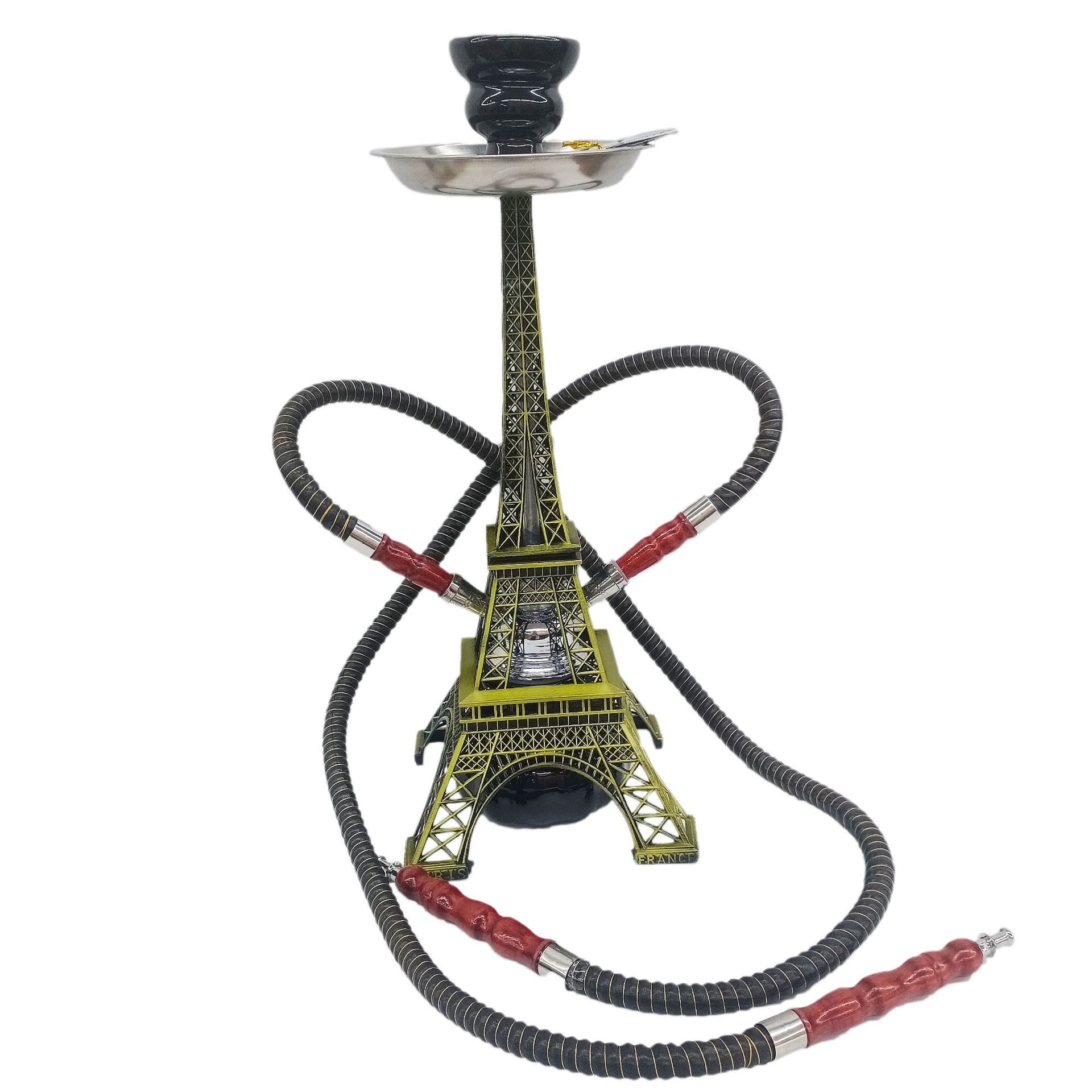 跨境阿拉伯水烟配件埃菲尔铁塔巴黎铁塔双管水烟壶套装shisha