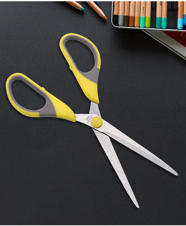 阳江批发美工剪纸剪刀 办公文具剪刀 不锈钢橡塑办公剪刀