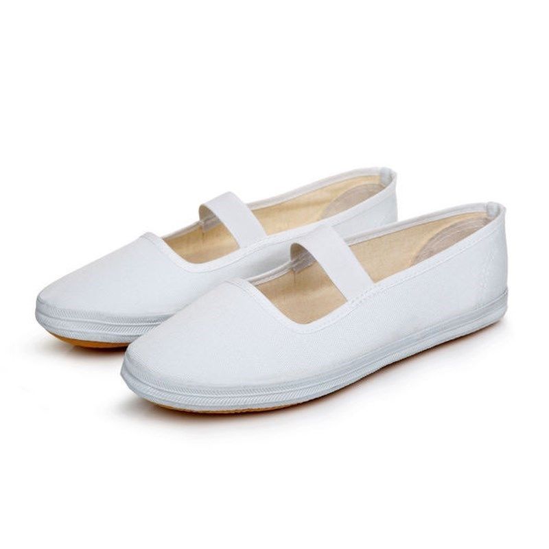 百搭白色舞蹈鞋护士鞋六一儿童演出鞋体鞋绣花布鞋帆布鞋工作鞋