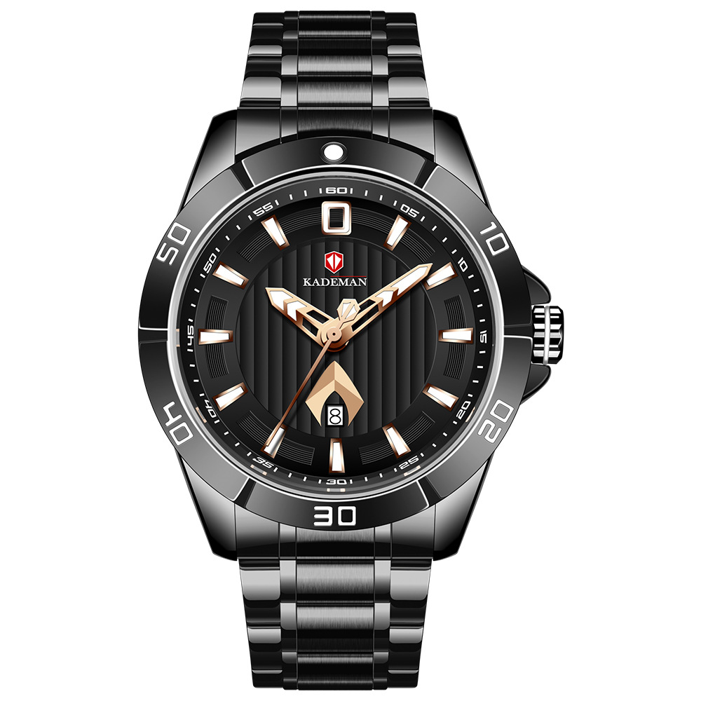 新款kademan卡德曼潮男大表盘日历石英手表运动水男表批发9106